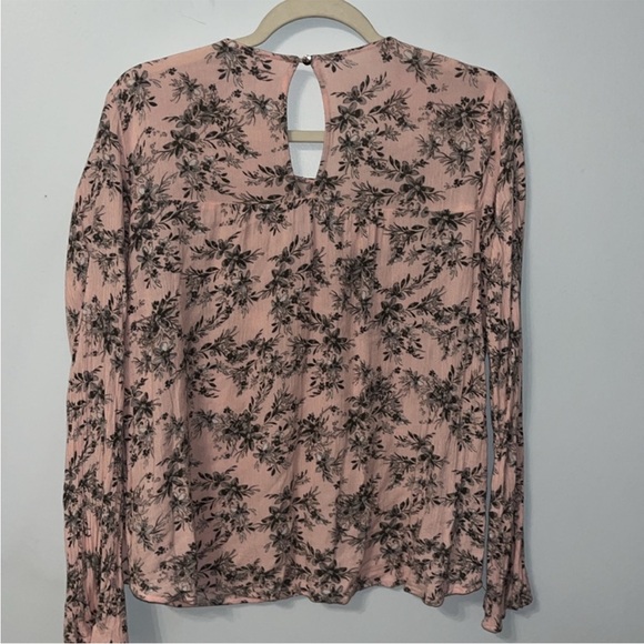 New Women's Grayson Threads Pink Gray Floral Design Crinkled Rayon Blouse Med - Picture 1 of 7